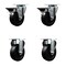 Service Caster 4'' Soft Rubber Wheel Swivel Top Plate Caster Set with 2 Posi Brakes 2 Rigid, 4PK SCC-20S414-SRS-PLB-2-R-2 - alternate 1